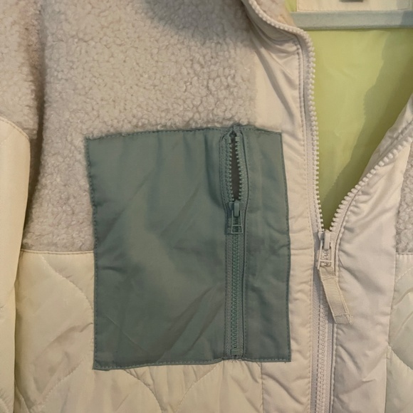 Universal Thread Full Zip Sherpa Nylon Jacket Cream Teal - Picture 5 of 14